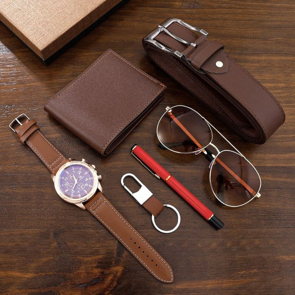 carteira oculos relógio caneta chaveiro e cinto moda for men