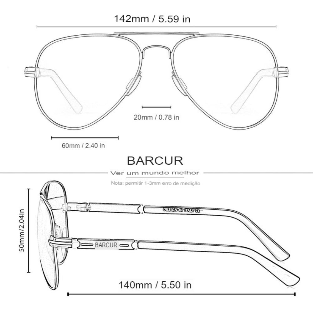 Óculos de Sol Masculino Polarizado com Bloqueio UVA e UVB
