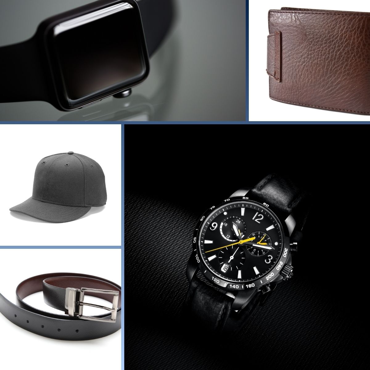 bone, relógio, smartwatch, cinto e carteira moda for men